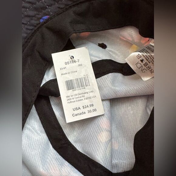 ICING Black Bucket rainbow daisies with tiny smiley faces OSFM NWT - Picture 3 of 4